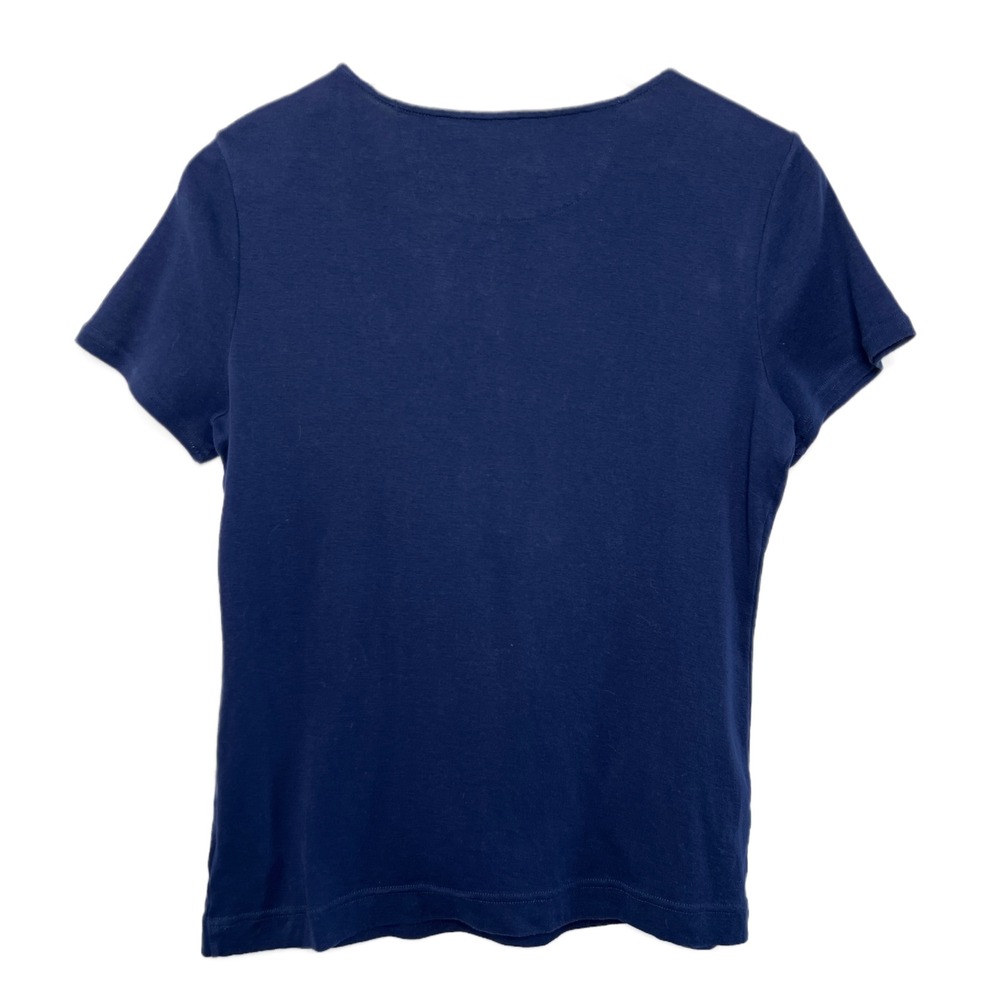 Lauren Ralph Lauren Womens Navy Blue Short Sleeve Henley Casual T Shirt Top L - Picture 14 of 16